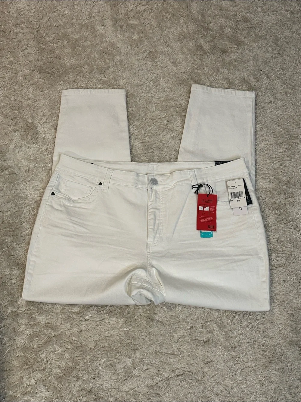 NWT Kut from the Kloth High Rise Fab Ab Straight Leg White Jeans - 18W